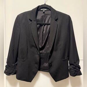 Express Classic Black Blazer W/ Scrunched Sleeves